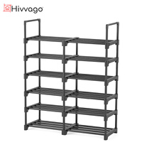 Hivvago 6 Tier Adjustable Shoe Rack Storage Organiser Black
