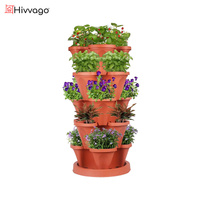 Hivvago 5-Tier Vertical Garden Planter Stackable Indoor/Outdoor Red