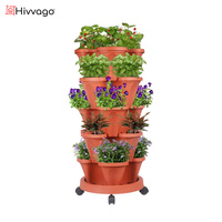 Hivvago 5-Tier Vertical Garden Planter Stackable with Wheels Red