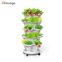 Hivvago 5-Tier Vertical Garden Planter with Wheels – Stackable Indoor/Outdoor