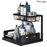Hivvago 2-Tier Pull-Out Under Sink Organiser Storage Black