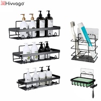 Hivvago 5-Pack Stainless Steel Bathroom Organiser Adhesive Shelves