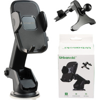 Urbanoki 4 in 1 Car Phone Holder Dashboard Windshield Vent Mount Black