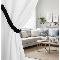 Black rustique braided magnetic tieback