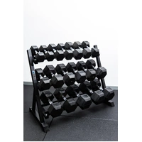 9 Pairs Hex Dumbbells PLUS Dumbbell Rack (270kg | 5kg-25kg | 1.1m 3-tier Rack)