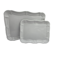 White Metal Serving Tray Set 2pc Food-Safe
