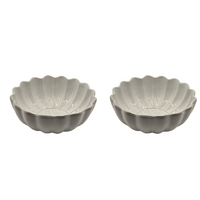 Scalloped Terracotta Bowls White Glaze Set of 2