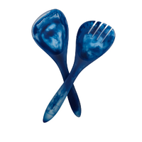 IDRA Blue Swirl Resin Salad Server Set Handcrafted