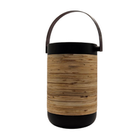 Florabelle Living Plantation Wine Cooler - Matte Black with Rattan Wrap