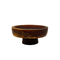 Hand-Poured Caramel Resin Pedestal Serving Bowl - Small