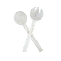 Lorne White Resin Salad Server Set Handcrafted