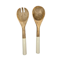 Florabelle Living Mango Wood & Enamel Salad Server Set