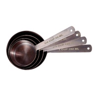 Antique Copper Stainless Steel Measuring Cup Set Vintage