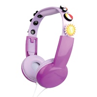 Laser Kids Wired Headphones with Charms Pink