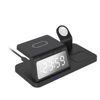 Laser 3-in-1 Wireless Charging Station Alarm Clock Black