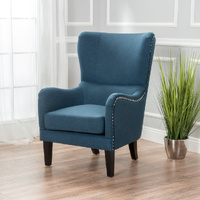 Sky Blue Furniture Vintage Dark Blue Padded High Back Armchair