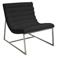 Sky Blue Furniture Caviar Bonded Leather Steel Lounge Accent Chair Black