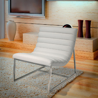 Sky Blue Furniture Caviar Bonded Leather Steel Lounge Accent Chair White
