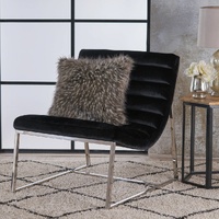 Sky Blue Furniture Glorie Black Velvet Sofa Accent Armchair