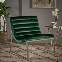 Sky Blue Furniture Glorie Emerald Velvet Accent Armchair