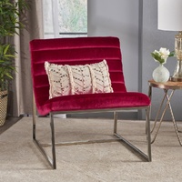 Sky Blue Furniture Glorie Garnet Velvet Accent Armchair