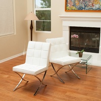 Sky Blue Furniture Pandora White Bonded Leather Dining Chair