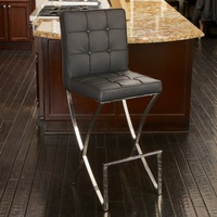 Sky Blue Furniture Pandora Black Bonded Leather Bar Stool Steel