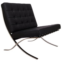 Sky Blue Furniture Black Barcelona Chair Classic Replica