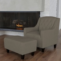 Sky Blue Furniture Canberra Linen Armchair Ottoman Grey