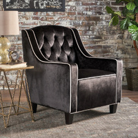 Sky Blue Furniture Lara Two Tone Tufted Black Velvet Club Armchair