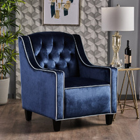 Sky Blue Furniture Lara Two Tone Tufted Cobalt Velvet Club Armchair