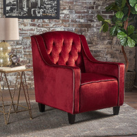 Sky Blue Furniture Lara Two Tone Tufted Garnet Velvet Club Armchair