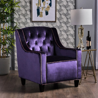 Sky Blue Furniture Lara Two Tone Tufted Plum Velvet Club Armchair