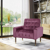 Sky Blue Furniture Lewisham Raisin Tufted Velvet Armchair