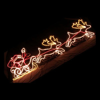 Samland LED Santa on Sleigh Reindeer Rope Light Christmas