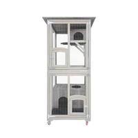 Samland Outdoor Wooden Cat Enclosure Catio with Wheels, Double Cat Houses & Roof