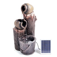 Samland Rustic Broken Pots Tree Trunk Solar Water Fountain