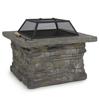 Samland Stone Base Outdoor Patio Heater Fire Pit with BBQ Grill