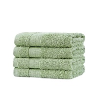 Samland Premium Cotton Washcloths 4-Pack Quick-Dry Face Towels Green