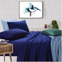 Elan Linen 100% Egyptian Cotton 500TC Navy Single Bed Sheets