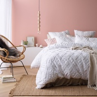 Park Avenue Medallion Cotton Tufted White Queen Quilt Cover Set