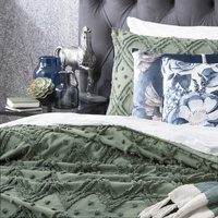 Park Avenue Medallion Sage Cotton Vintage Washed King Quilt Cover Set