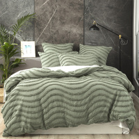 Cloud Linen Chenille Wave 100% Cotton Sage Tufted Quilt King