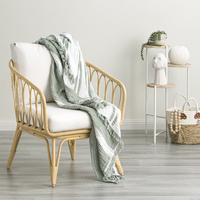 Renee Taylor Ray Striped Vintage Washed Cotton Throw Pistachio
