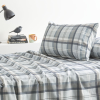 Park Avenue King Heathered Plaid Flannelette Sheets 175 GSM
