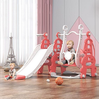 Urban Kids Playground Slide Swing Set Basketball Hoop Pink