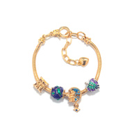 Colorful Leaf Moon Star Pendant Versatile Gold Bracelet(17cm)
