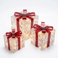 Trendbay 3pcs Christmas Gift Box Lights Transparent Decorative Boxes