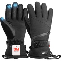 OutdoorMaster Ski Snow Gloves for Women & Men - 3M Thinsulate Waterproof Snowboard Winter Warm Windproof Snowmobile Gloves with Double-Pocket-Black,La