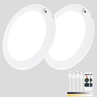 2 Pack Magnetic Wireless Ceiling Light, Rechargeable Battery Operated Ceiling Light wiht Remote, Ultra-Thin Motion Sensor Shower Lamp for Bathroom Clo